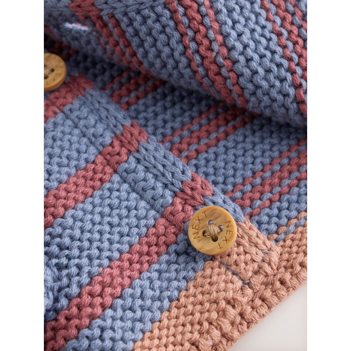Cardigan bébé en maille rayures bleues et bordeaux, NEXT