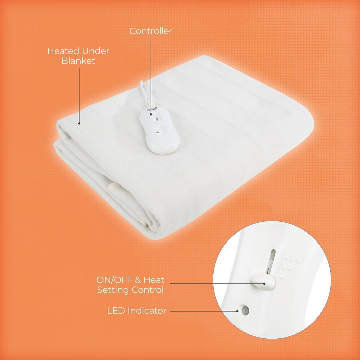 Double Heated Full Size Under Blanket white, CARMEN