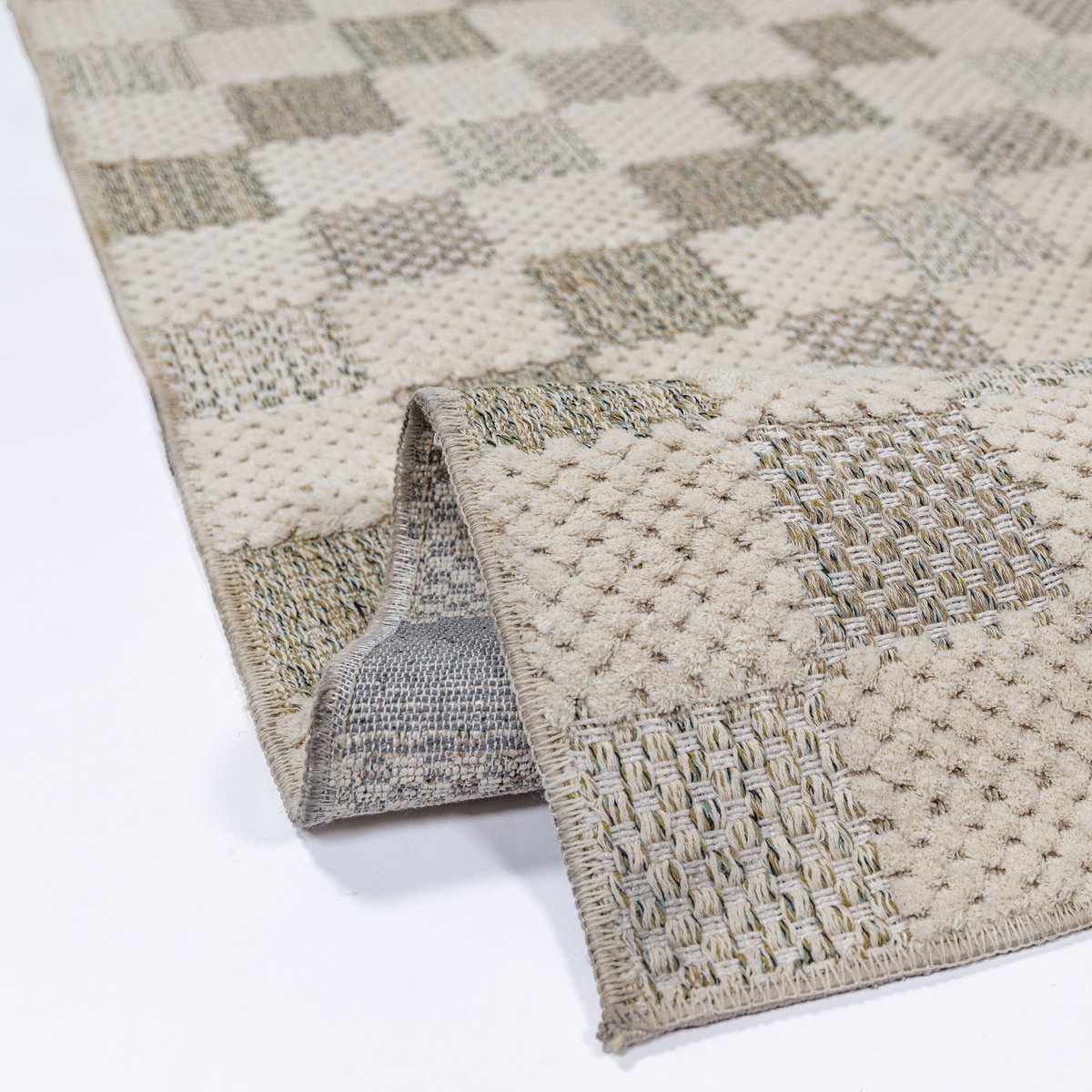 Tapis de couloir lavable MUTED CHECKERBOARD vert, FLAIR RUGS
