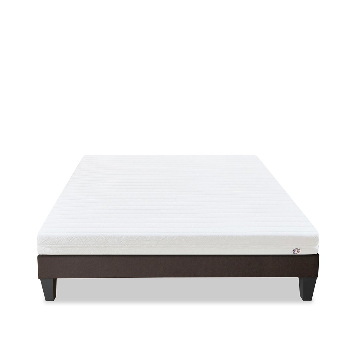 Ensemble Egio 160x200 cm Matelas Mousse + Sommier Bois blanc, OLYMPE LITERIE
