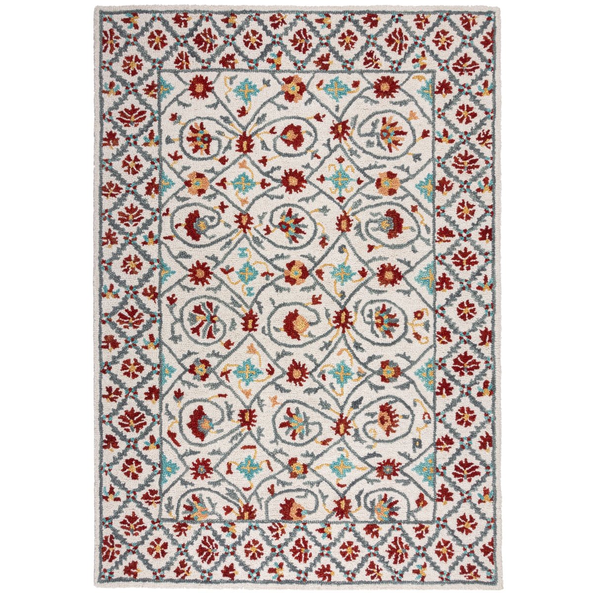 Tapis en laine IRIS Bleu et Rouge multicolore, FLAIR RUGS