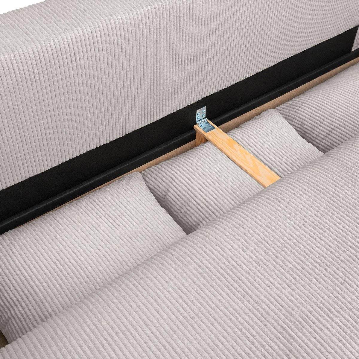 Canapé convertible 3 places velours côtelé avec coffre ALMO taupe, SWEEEK