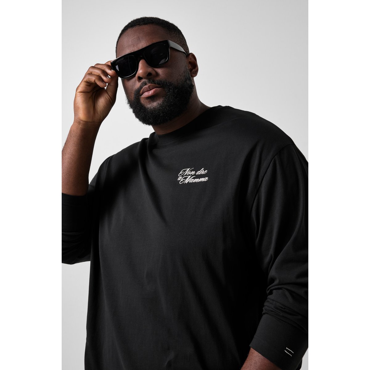 T-shirt à manches longues, coupe oversize noir, STHUGE