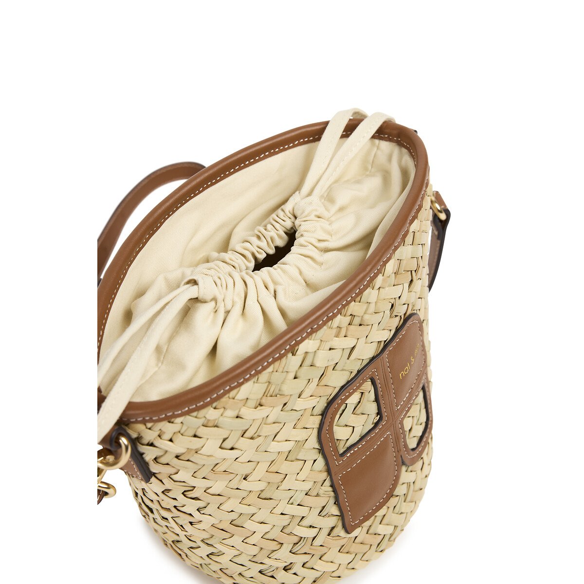 Sac seau en paille et cuir, PAOLO naturel, NAT & NIN