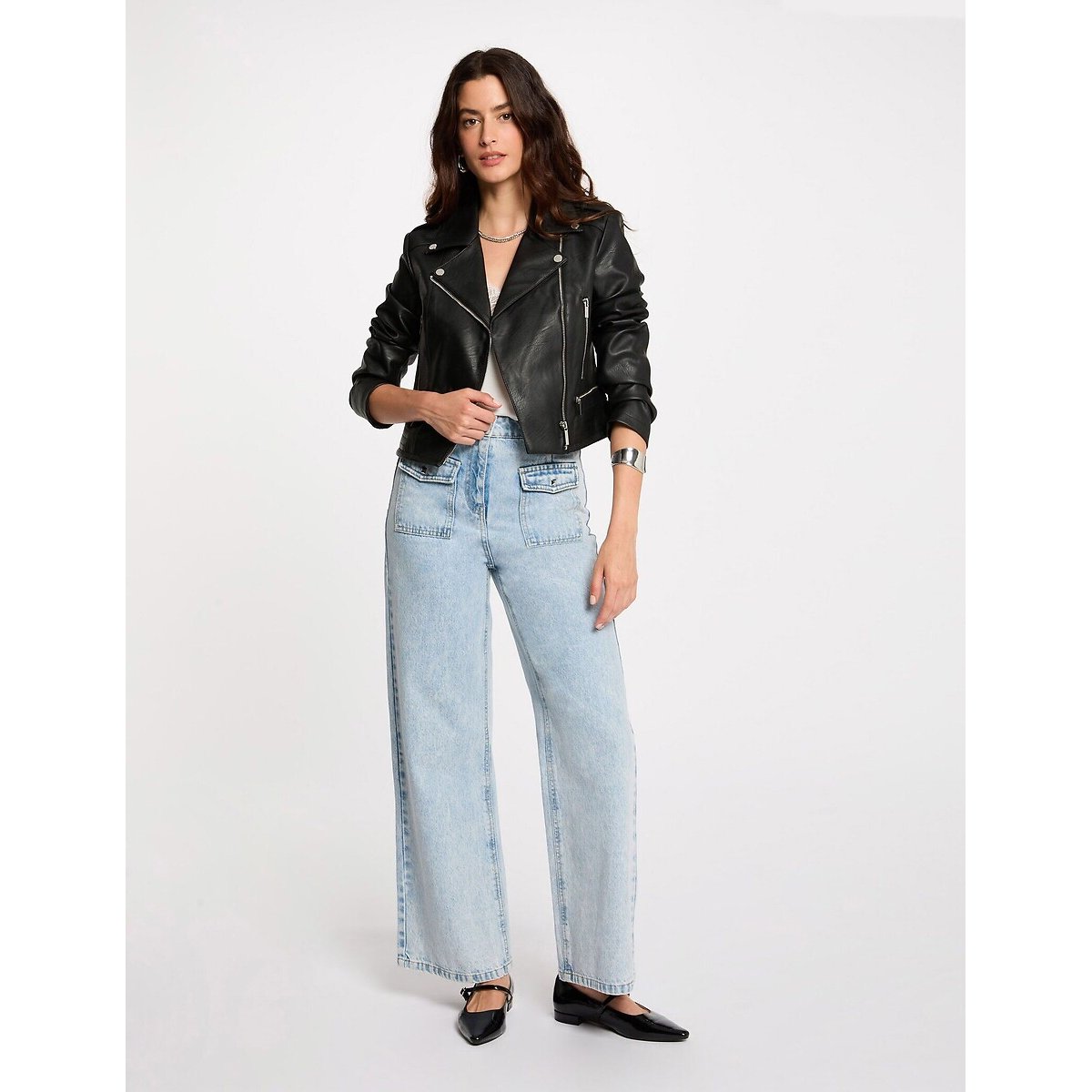 Faux Leather Jacket black, MORGAN