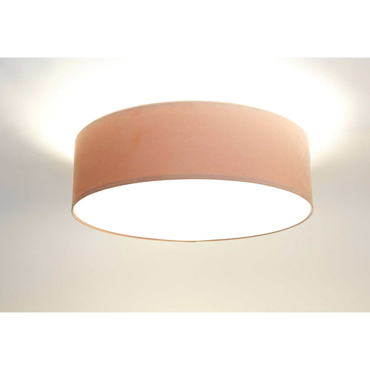 Plafonnier rond en tissu lumière douce Jasmin bebe rose poudré doux et blanc, BPS KONCEPT
