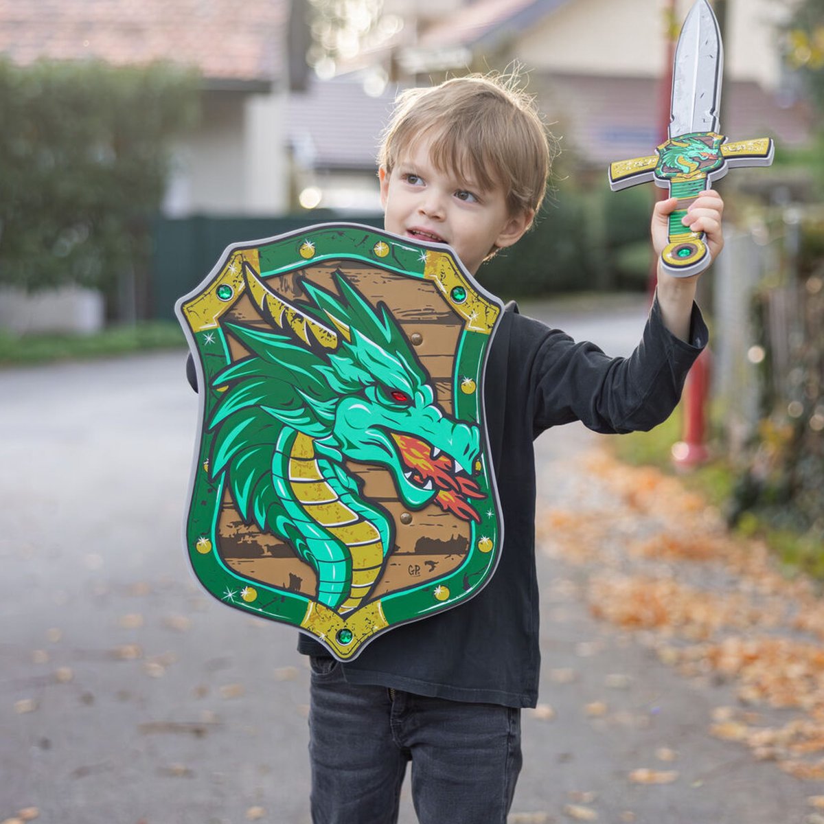 Bouclier de chevalier dragon vert en mousse vert, GREAT PRETENDERS