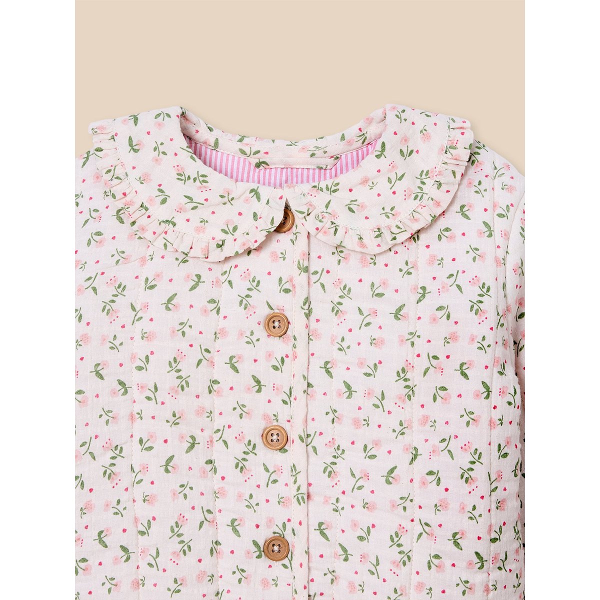 Veste boutis en seersucker imprimé camelia, CYRILLUS
