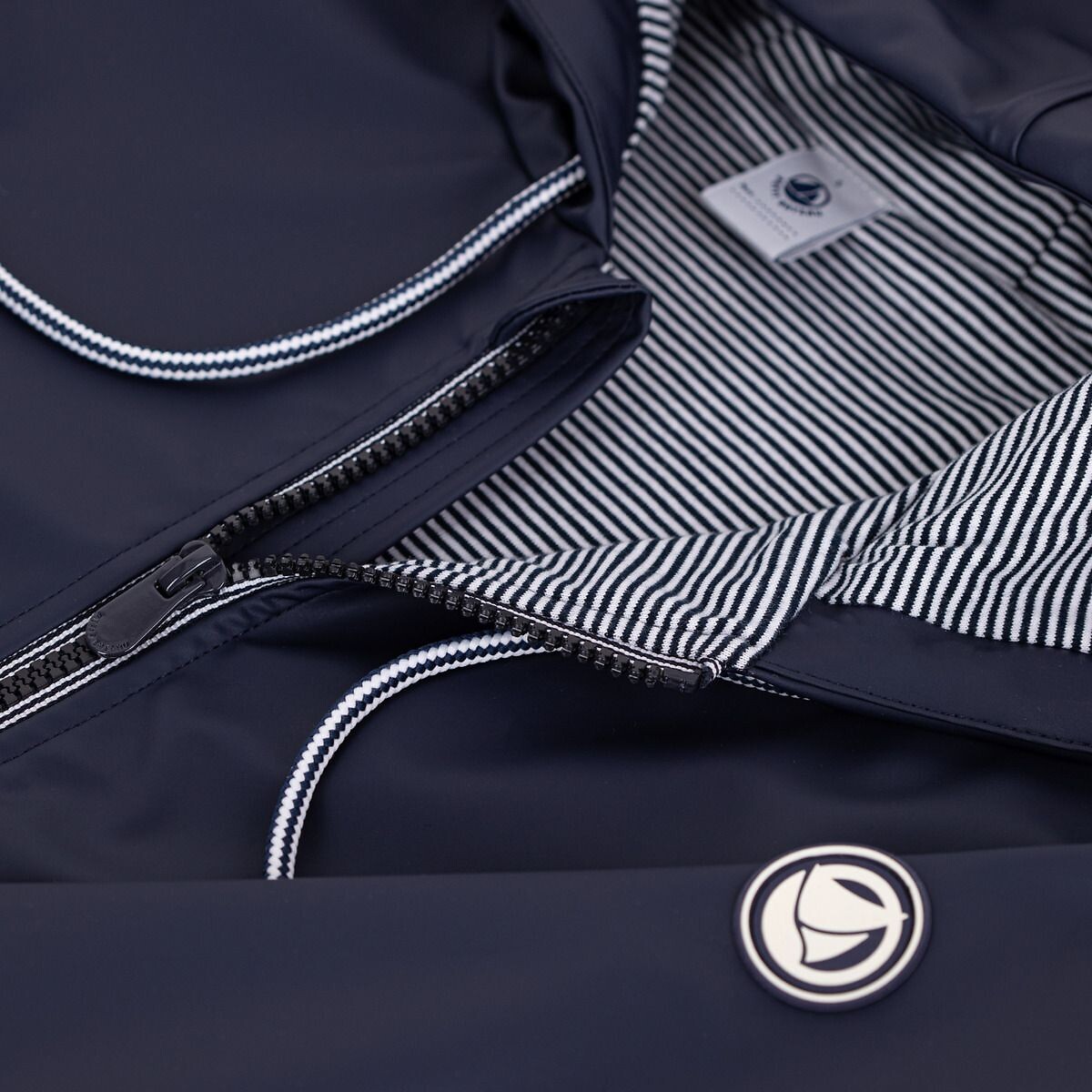 Ciré zippé court à capuche marine, PETIT BATEAU