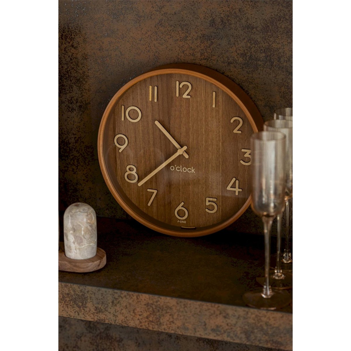 Horloge murale en bois naturel foncé, RECOLLECTION