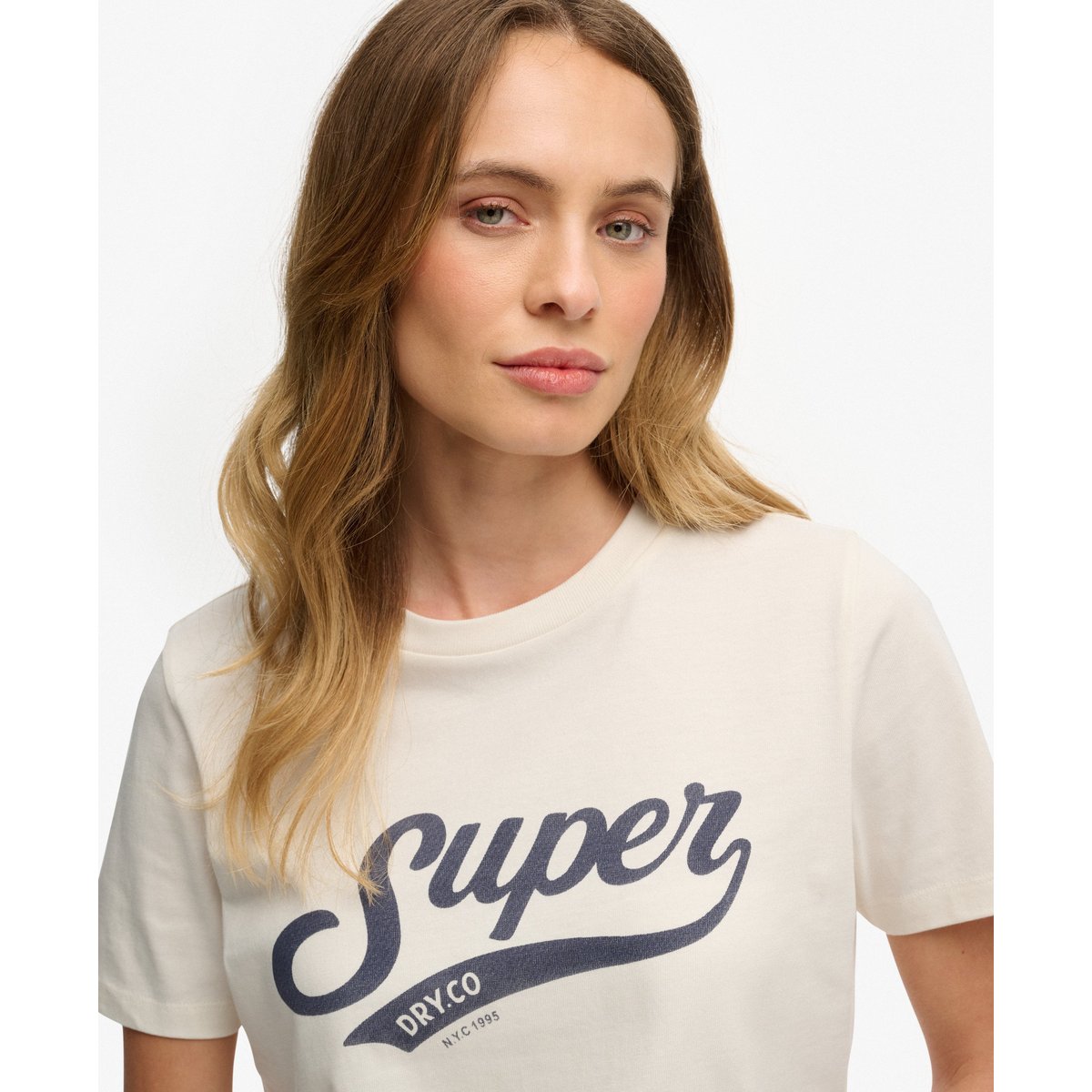 T-shirt Varsity Script crème, SUPERDRY