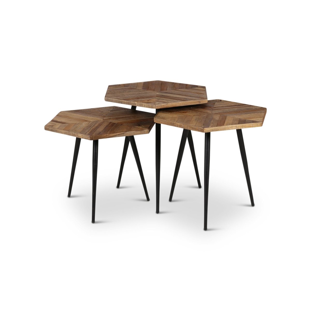 Tables basses hexagonales naturel foncé, ZAGO