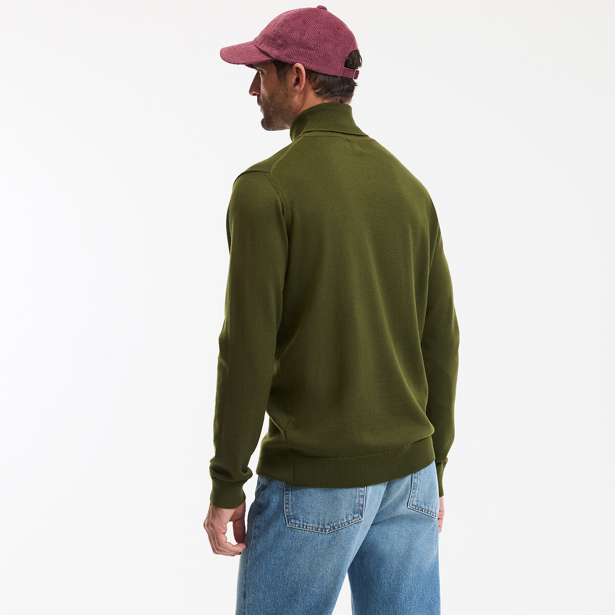 Merino Turtleneck Jumper khaki, LA REDOUTE COLLECTIONS
