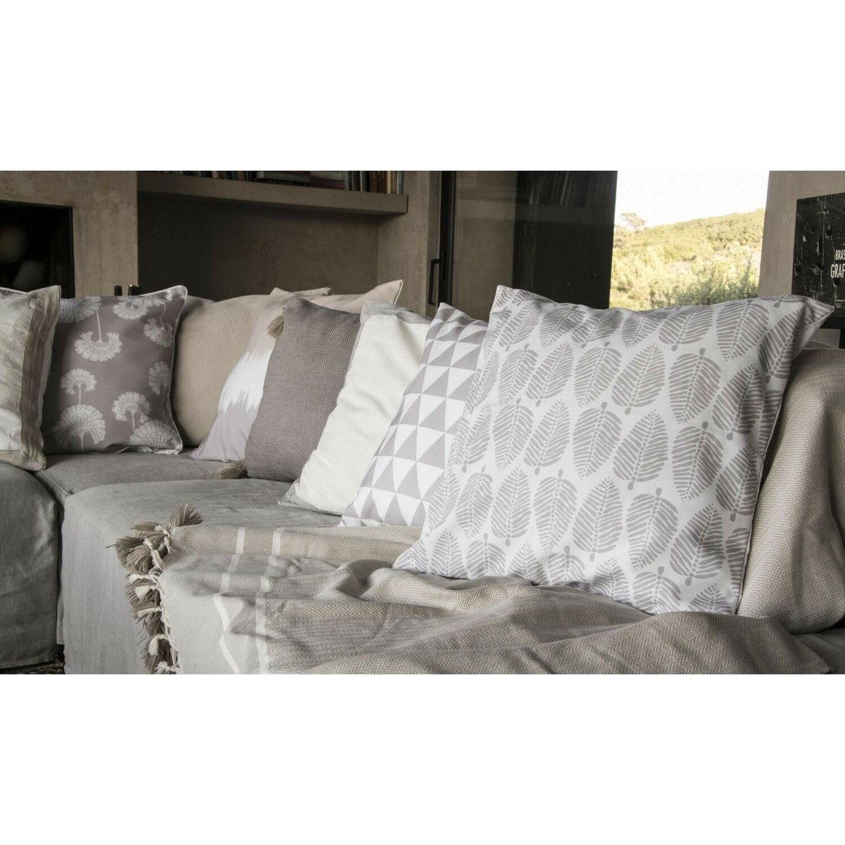 Plaid coton STOCKHOLM taupe, FEBRONIE