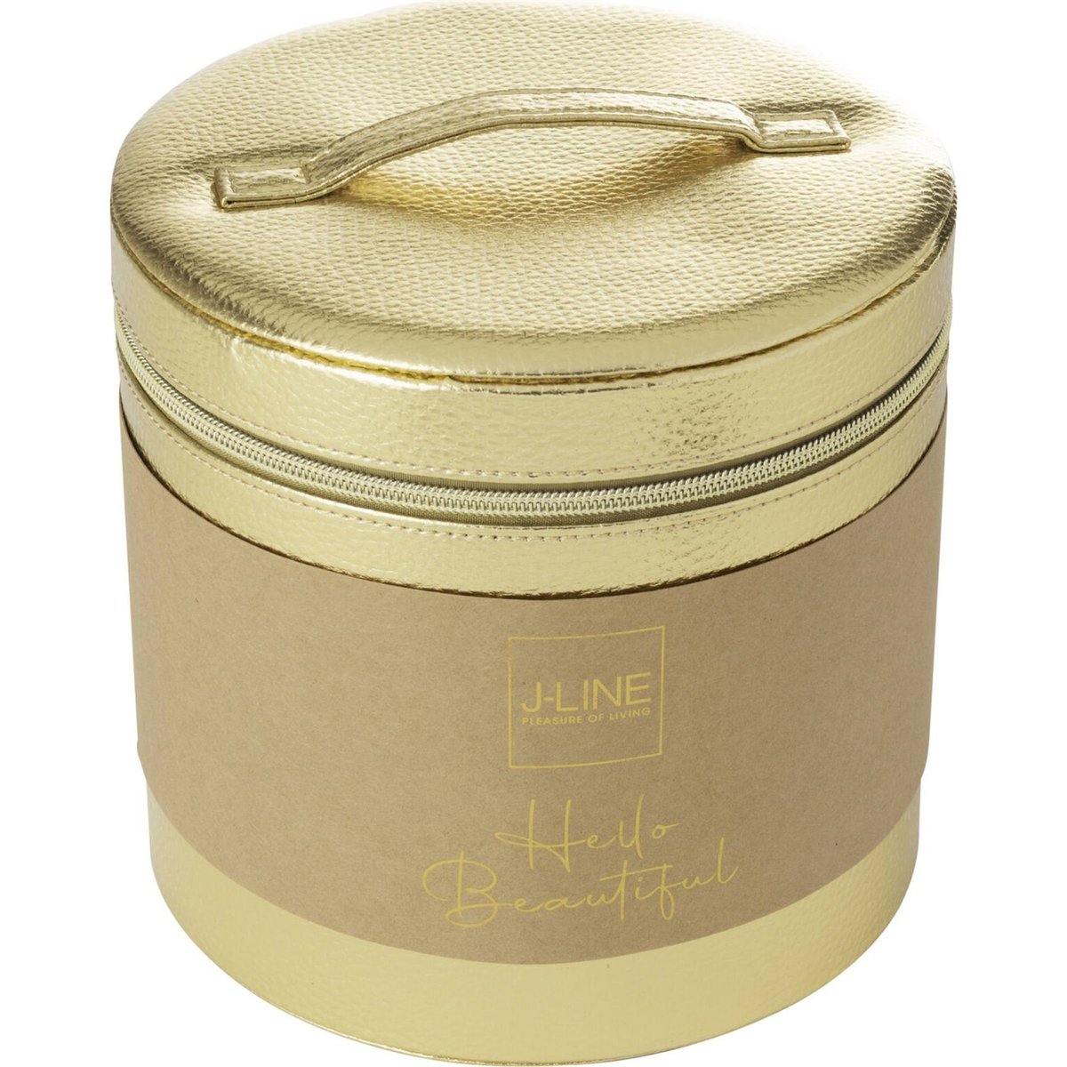 Boîte à cosmétiques ronde avec miroir doré, RECOLLECTION