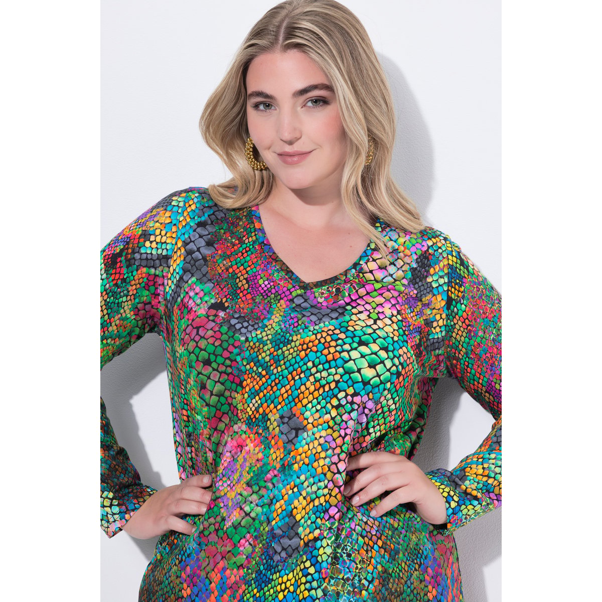 T-shirt motif peau de serpent rouge vin foncé, ULLA POPKEN