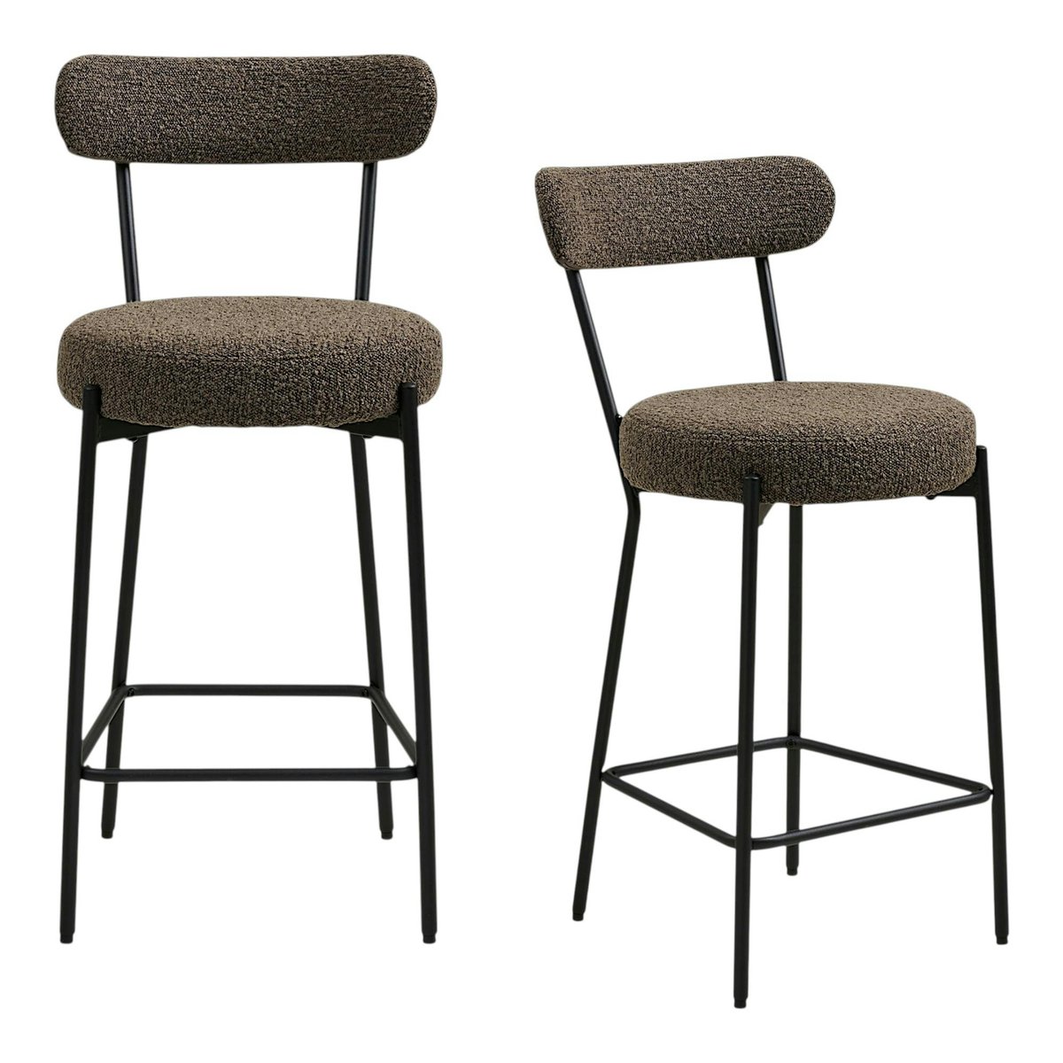 Chaise de bar en bouclette marron avec repose-pieds (lot de 2) BERLIN marron, PIER IMPORT