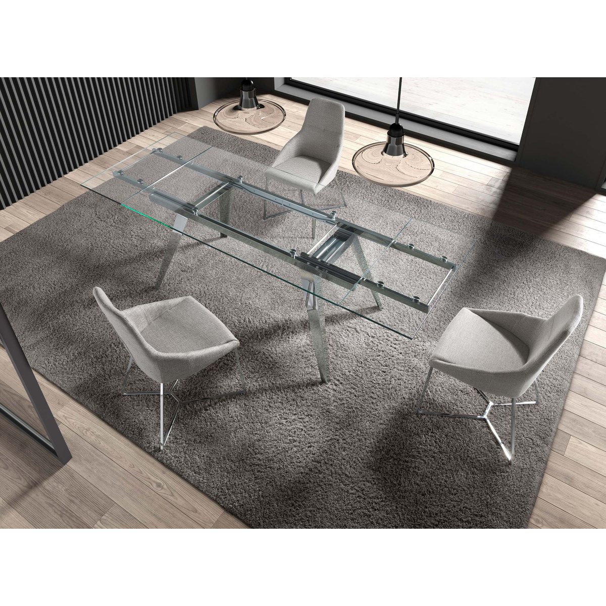 Chaise en tissu et pieds en acier chromé gris | acier, ANGEL CERDA