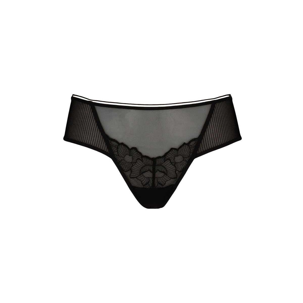 Tanga en broderie INTUITION noir, MAISON LEJABY