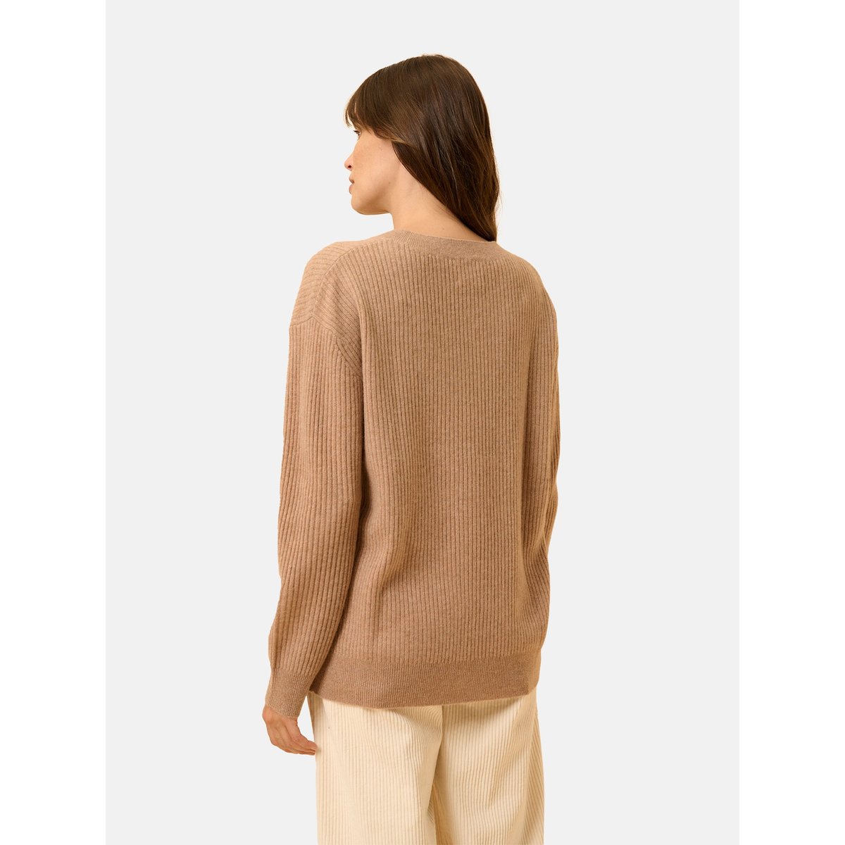 Pull Col Rond Camel Chiné Charline camel chiné, JUST CASHMERE