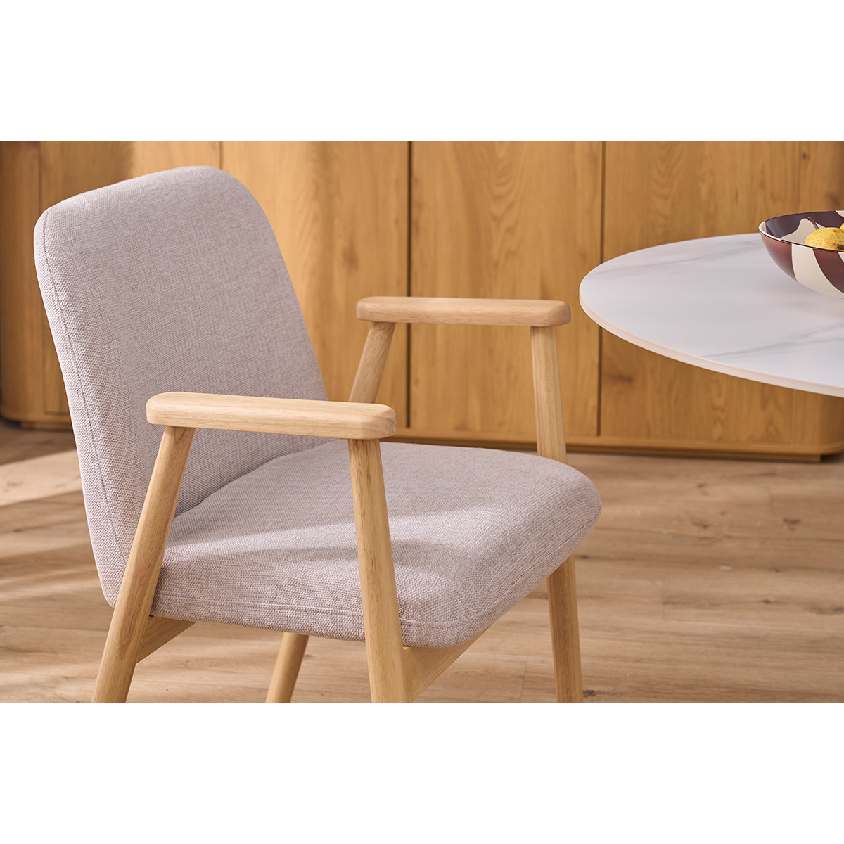 Chaises en tissu effet velours texturé beige et bois clair (lot de 2) KITTY beige, MILIBOO