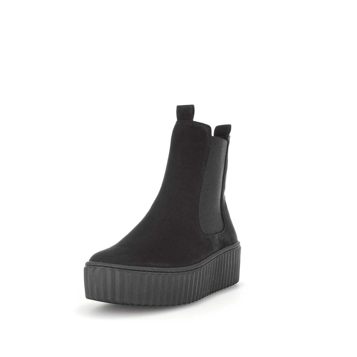 Bottines en cuir lisse à talon compensé noir, GABOR