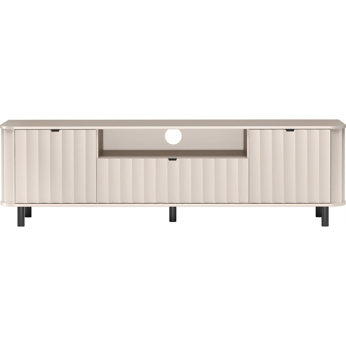 Meuble tv en bois collection NOVADO cachemire mat et noir mat, RECOLLECTION