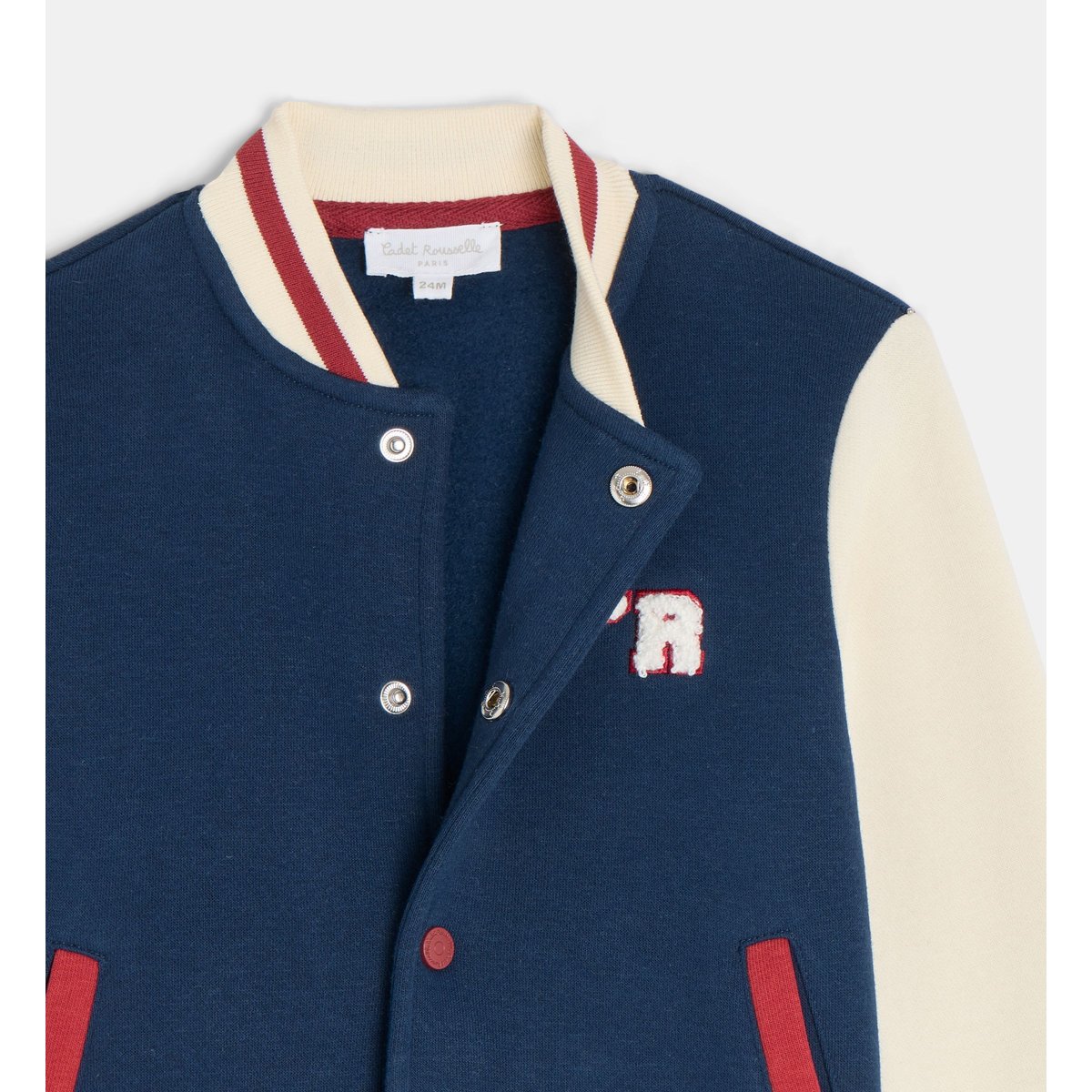 Blouson teddy tapeq bicolore bleu et écru, CADET ROUSSELLE
