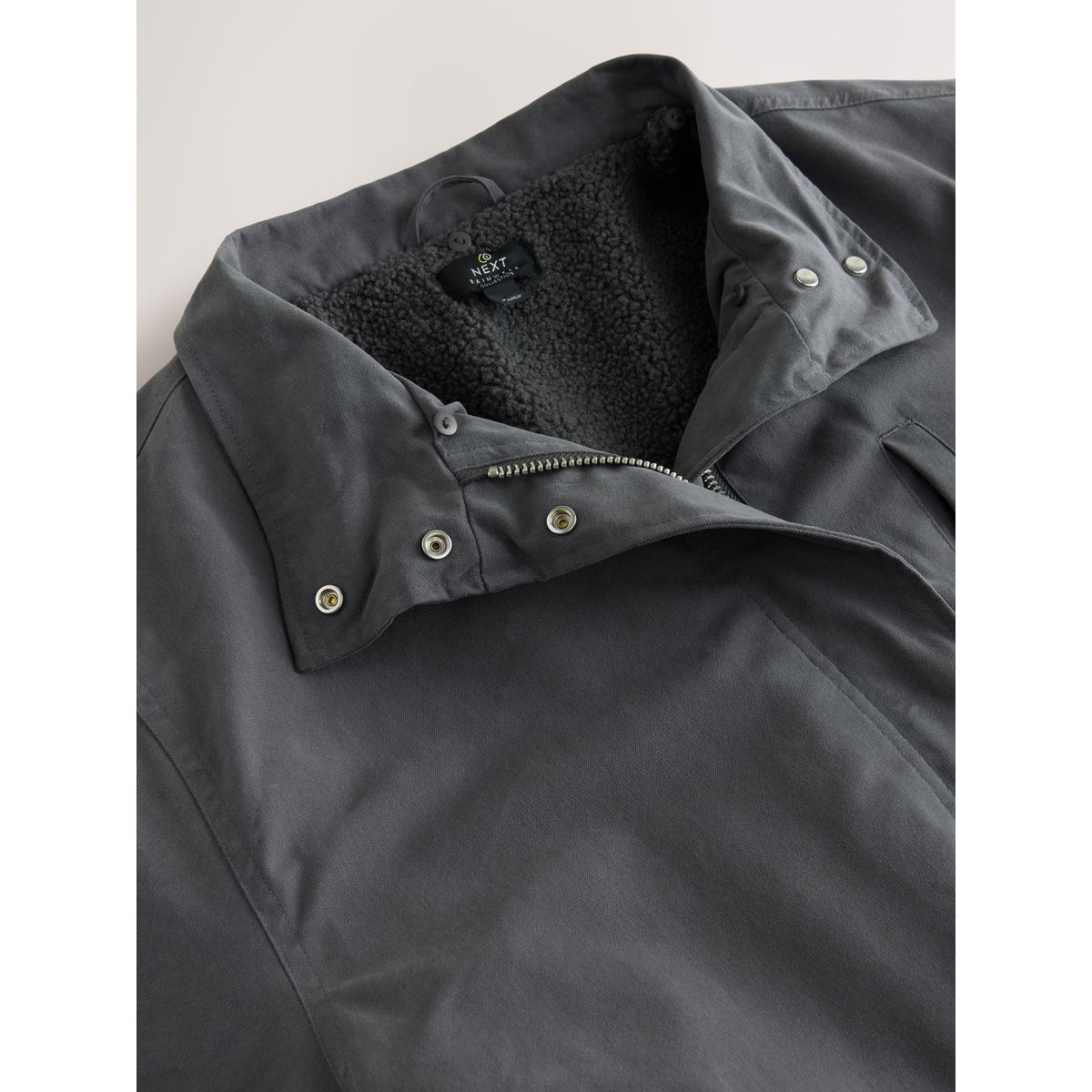 Parka à col en imitation fourrure premium gris anthracite, NEXT