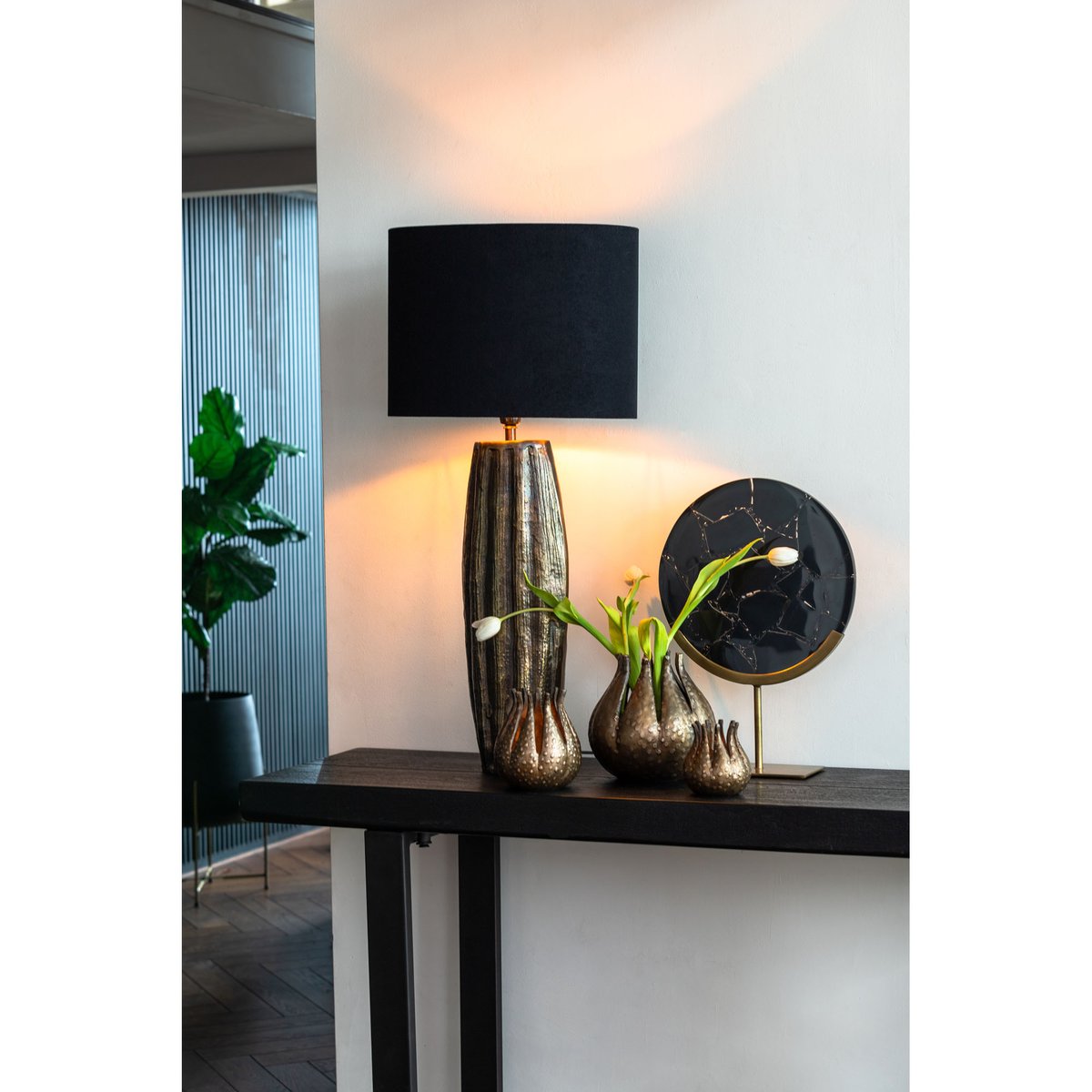 Abat-Jour Velours VELOURS noir, LIGHT & LIVING 