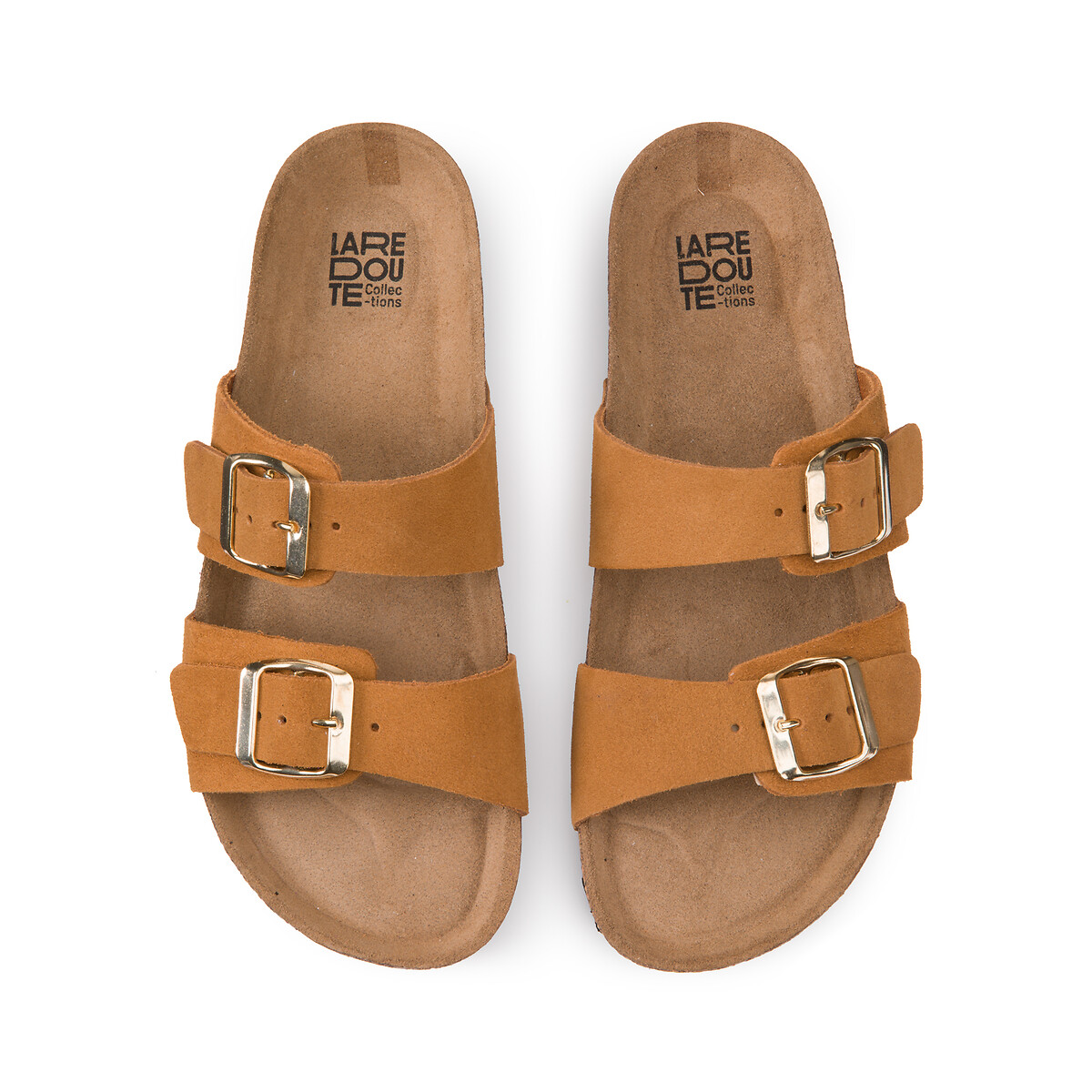 Muiltjes in suèdeleer met dubbele gespen camel, LA REDOUTE COLLECTIONS