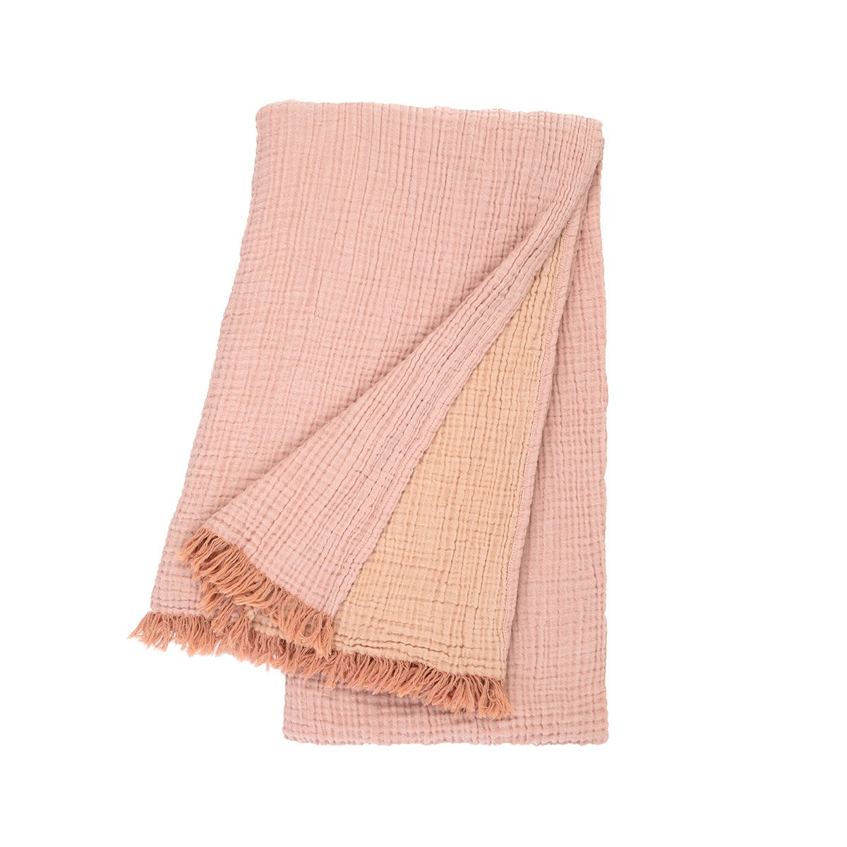 Plaid en gaze de coton bleu, CYCLADES pralin, DESFORGES