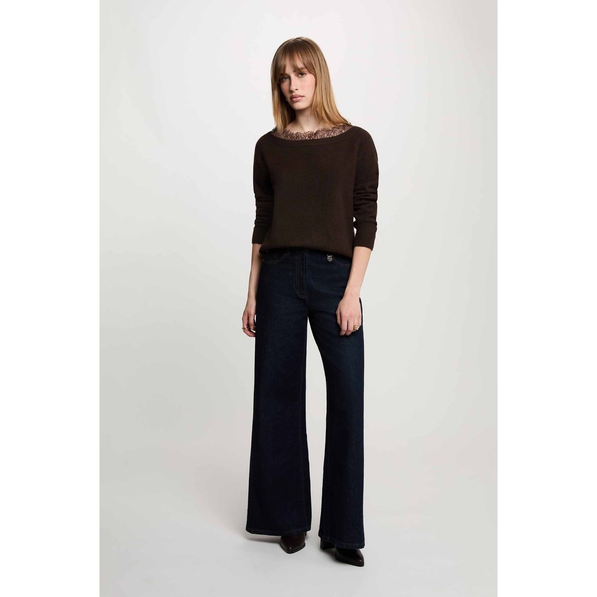 Pull col bateau marron foncé, MORGAN