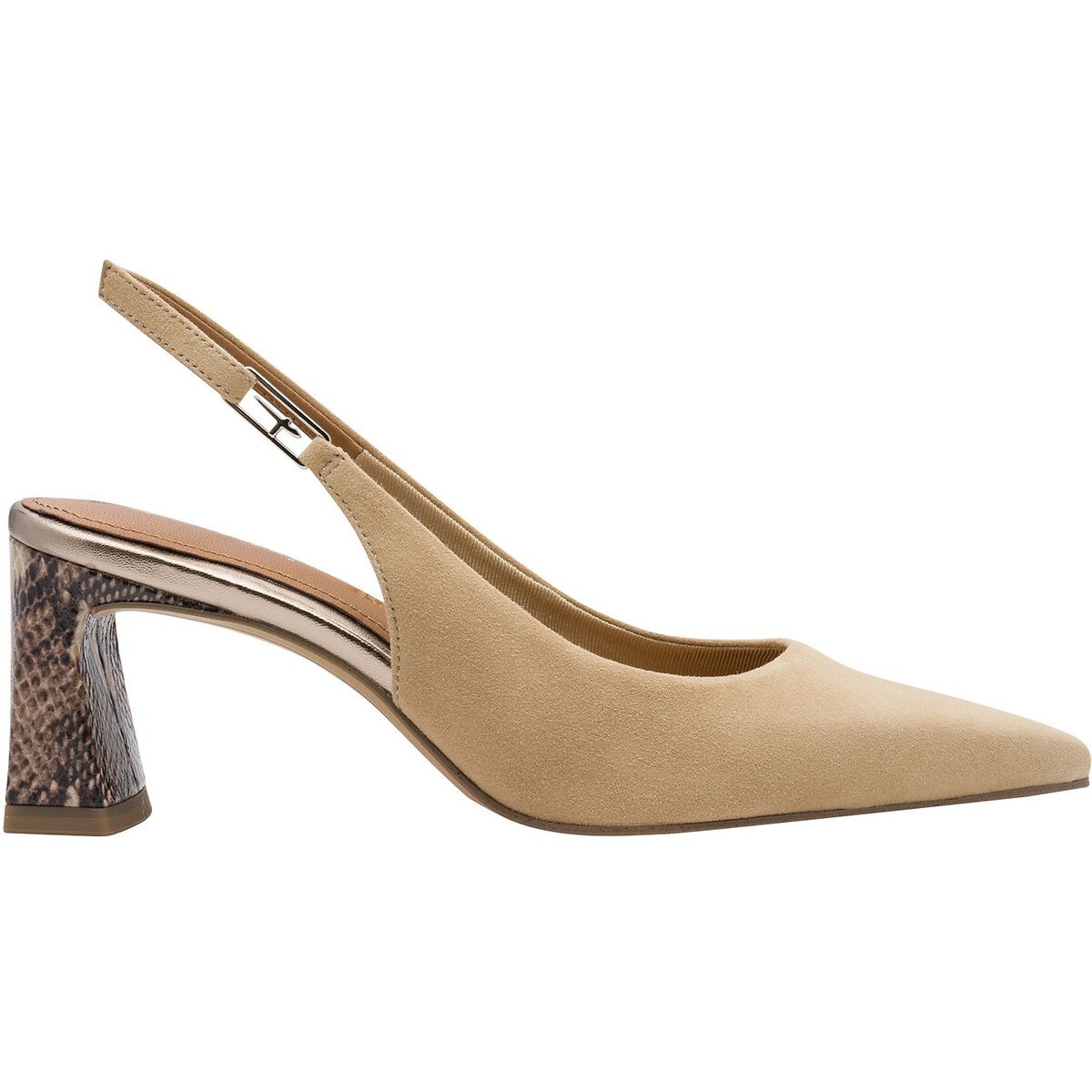 Escarpins pointus slingback en cuir tan, TAMARIS