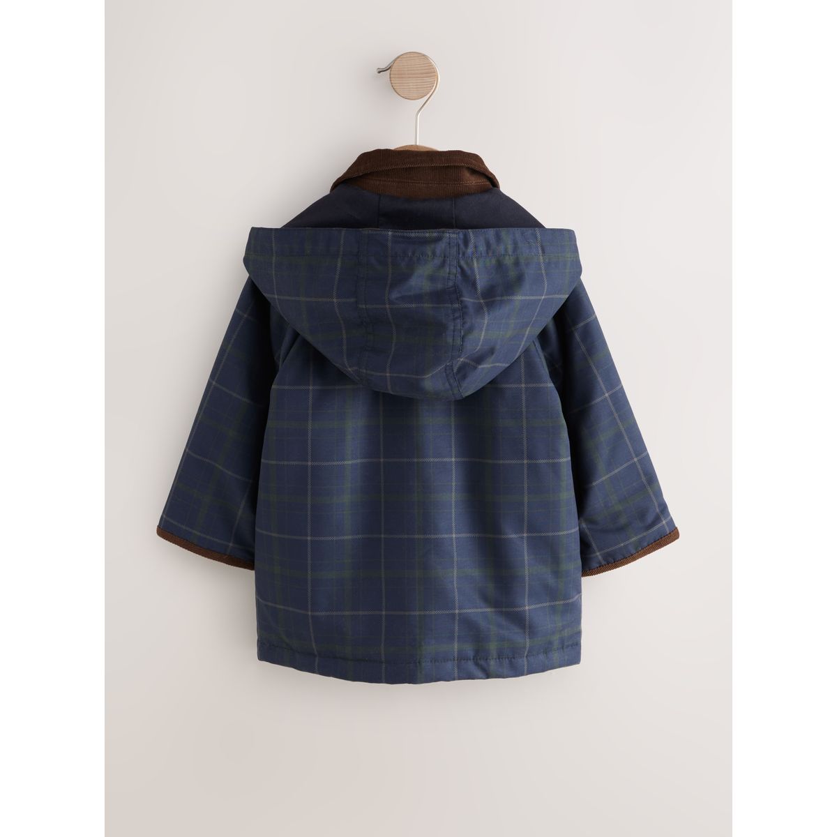 Manteau à capuche et col en velours côtelé bleu marine, NEXT