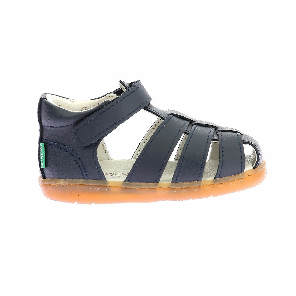 Sandales fermées en cuir Kick Flo bleu marine, KICKERS