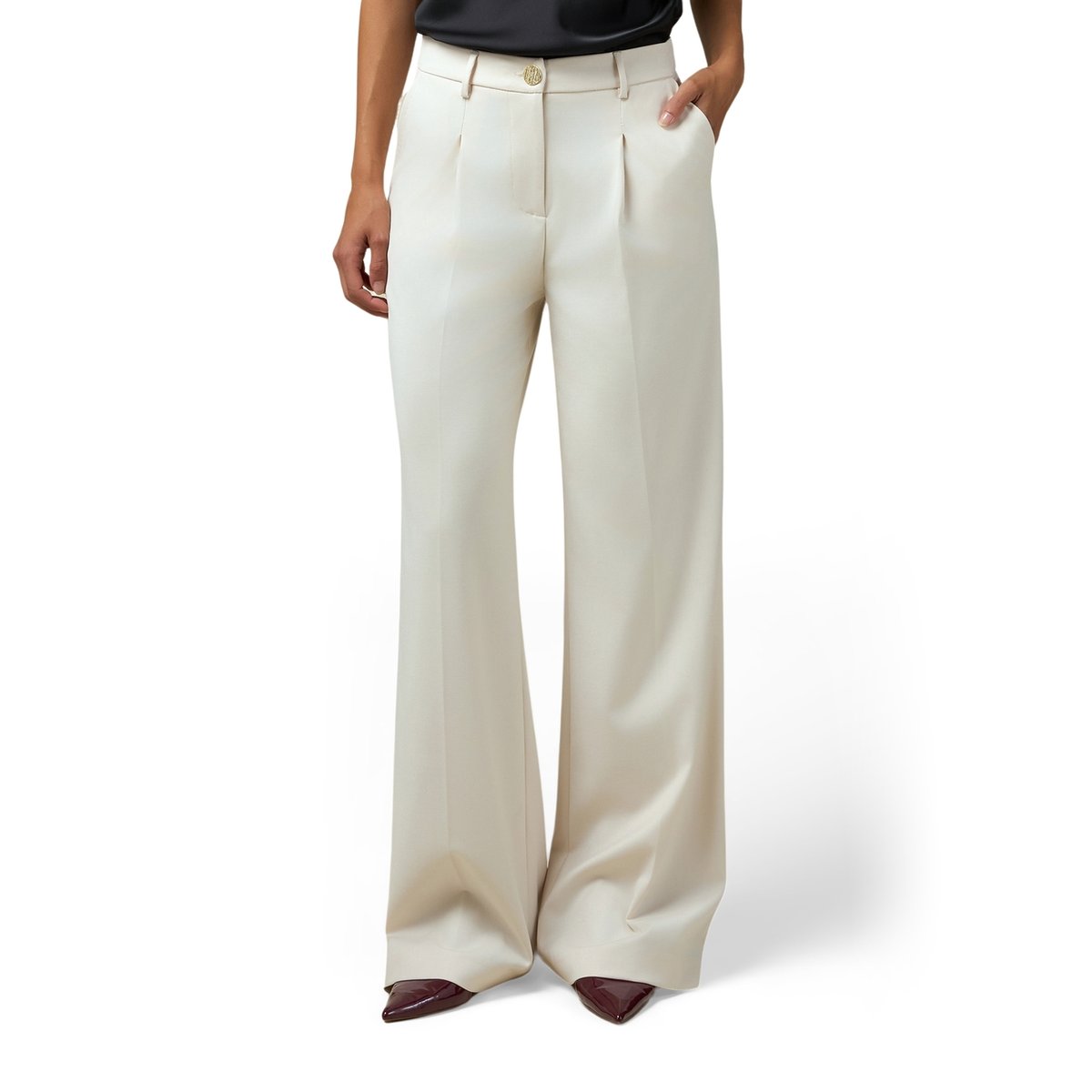 Palazzo trousers in fluid fabric blanc, OLTRE
