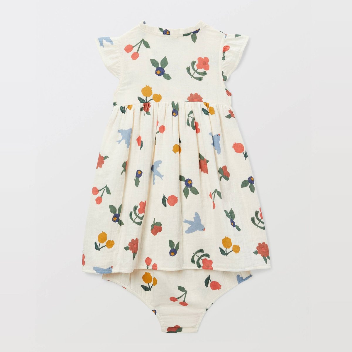 Robe portefeuille avec bloomer imprimés en coton BIO GOTS naturel, BOUT'CHOU