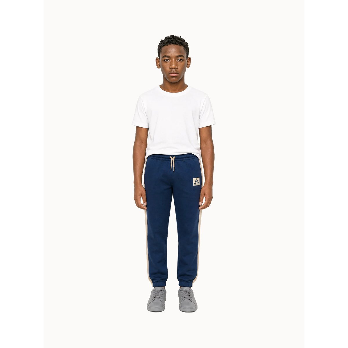 Pantalon en molleton léger avec bandes côtés contrastées Graphique blue light, LE COQ SPORTIF