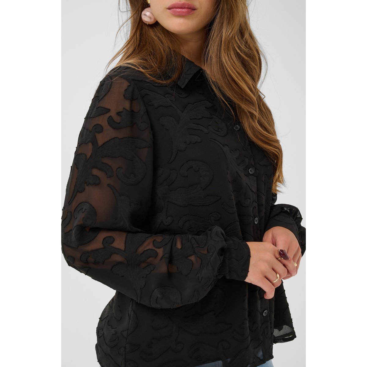 Chemise à manches longues noir pitch black, CREAM