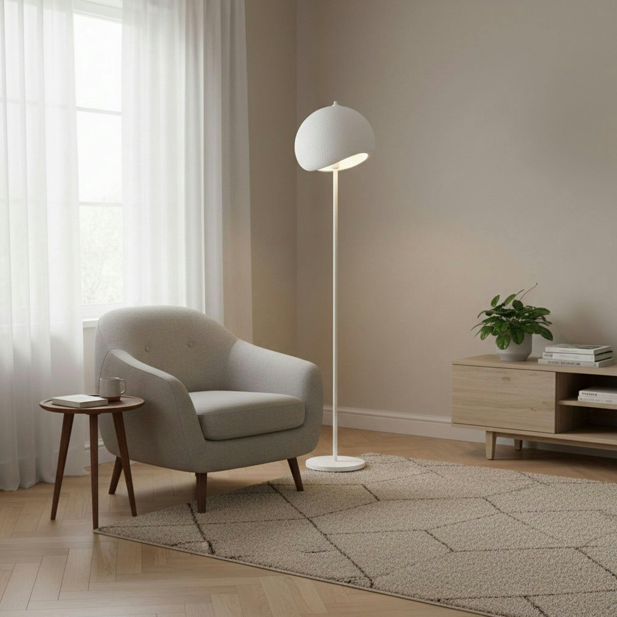 Lampadaire blanc design organique 170 cm NOXIS blanc, PIER IMPORT