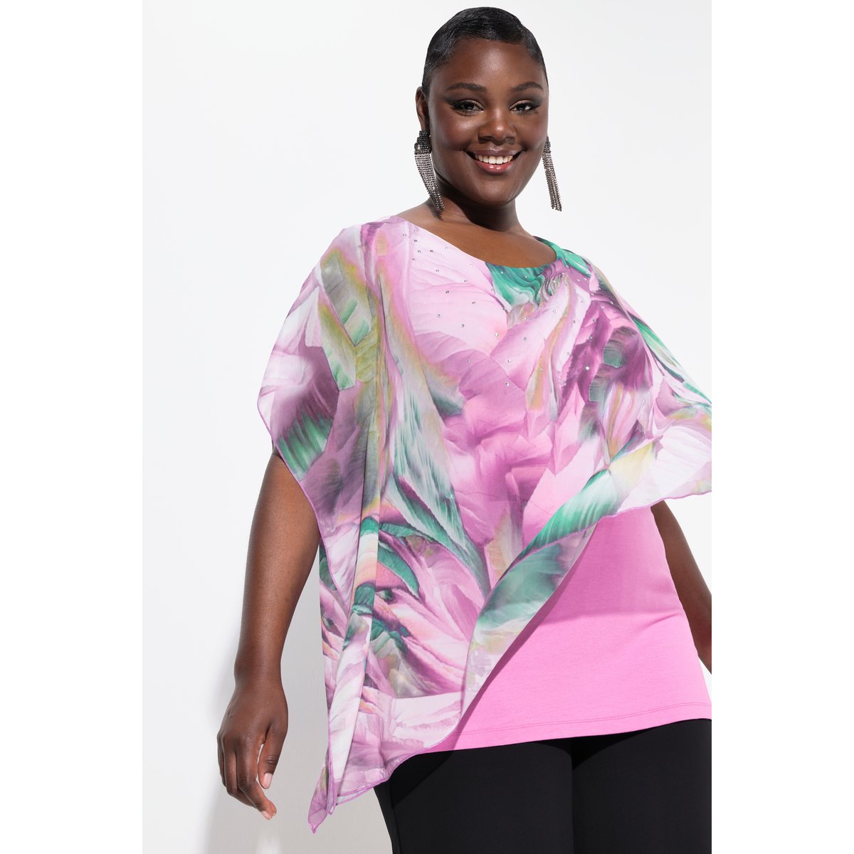 Blouse en mousseline doublée oversize lande clair, ULLA POPKEN