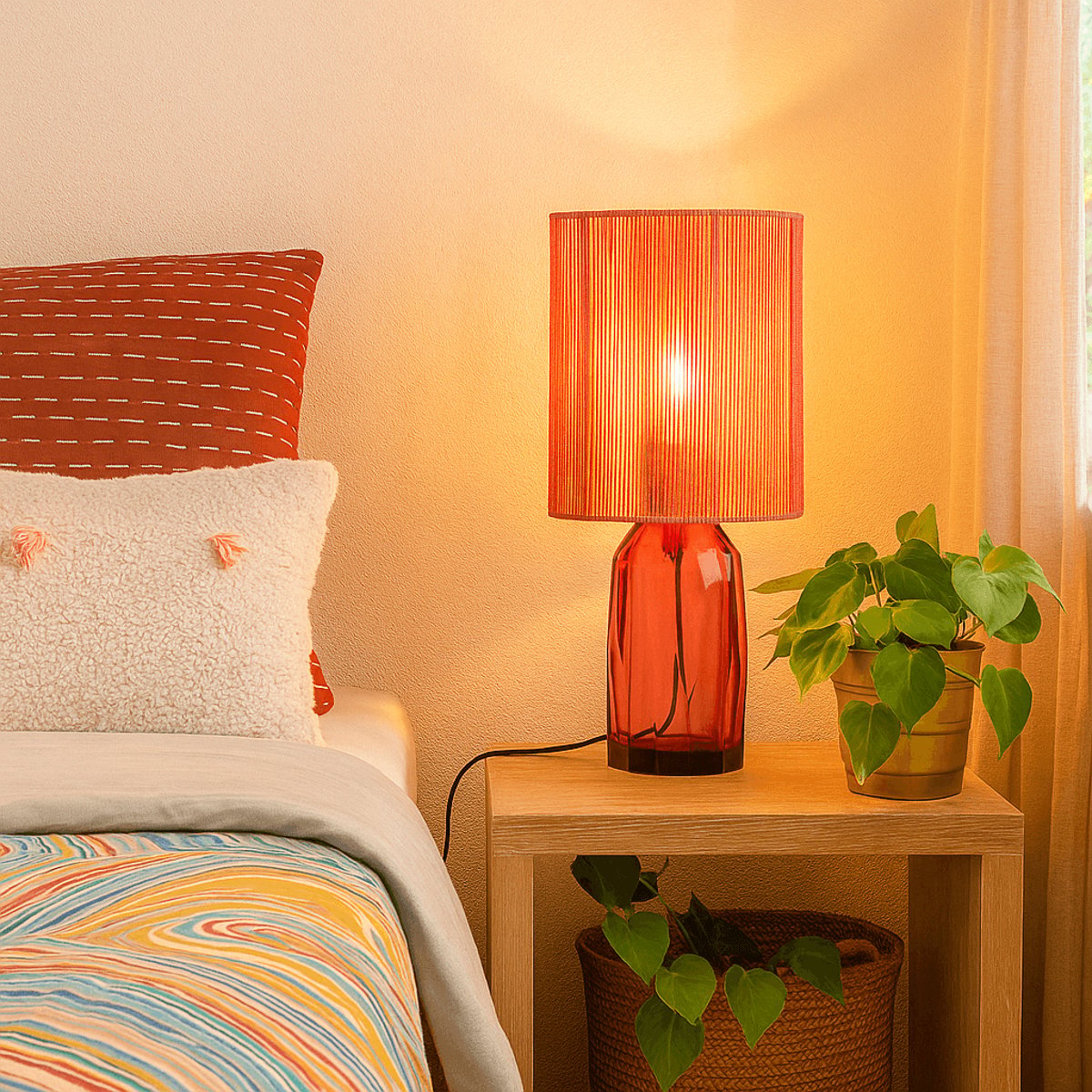 Lampe en verre et viscose, VECCIO rose, KARE DESIGN
