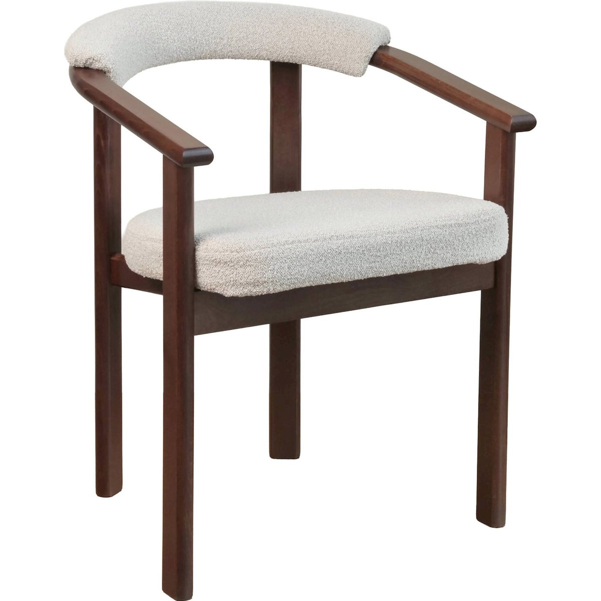 Chaise repas bois et bouclette FINGLY chêne et beige bouclé, RECOLLECTION