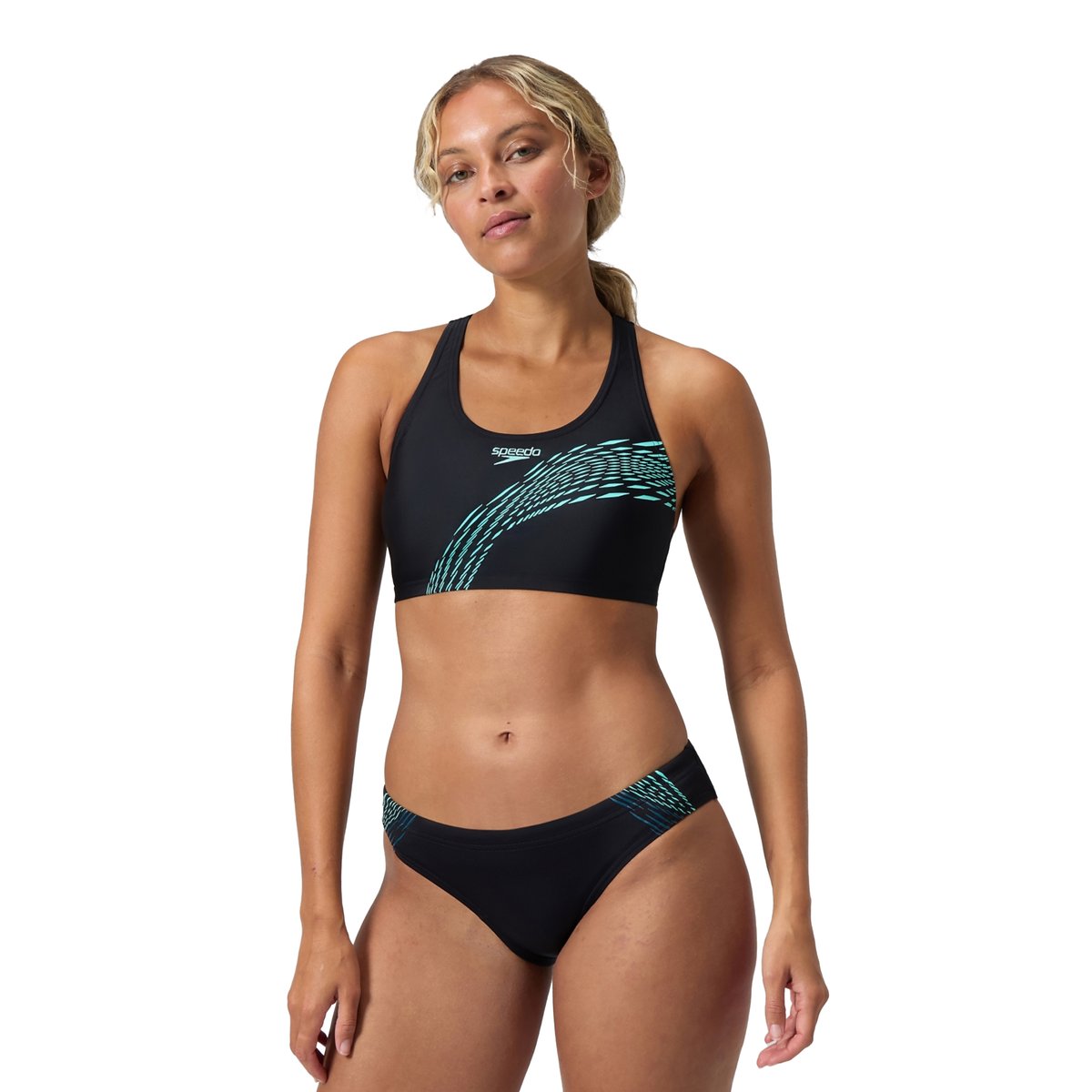 Maillot de bain 2 pièces dos nageur motif/style ondulé PLACEMENT noir, SPEEDO