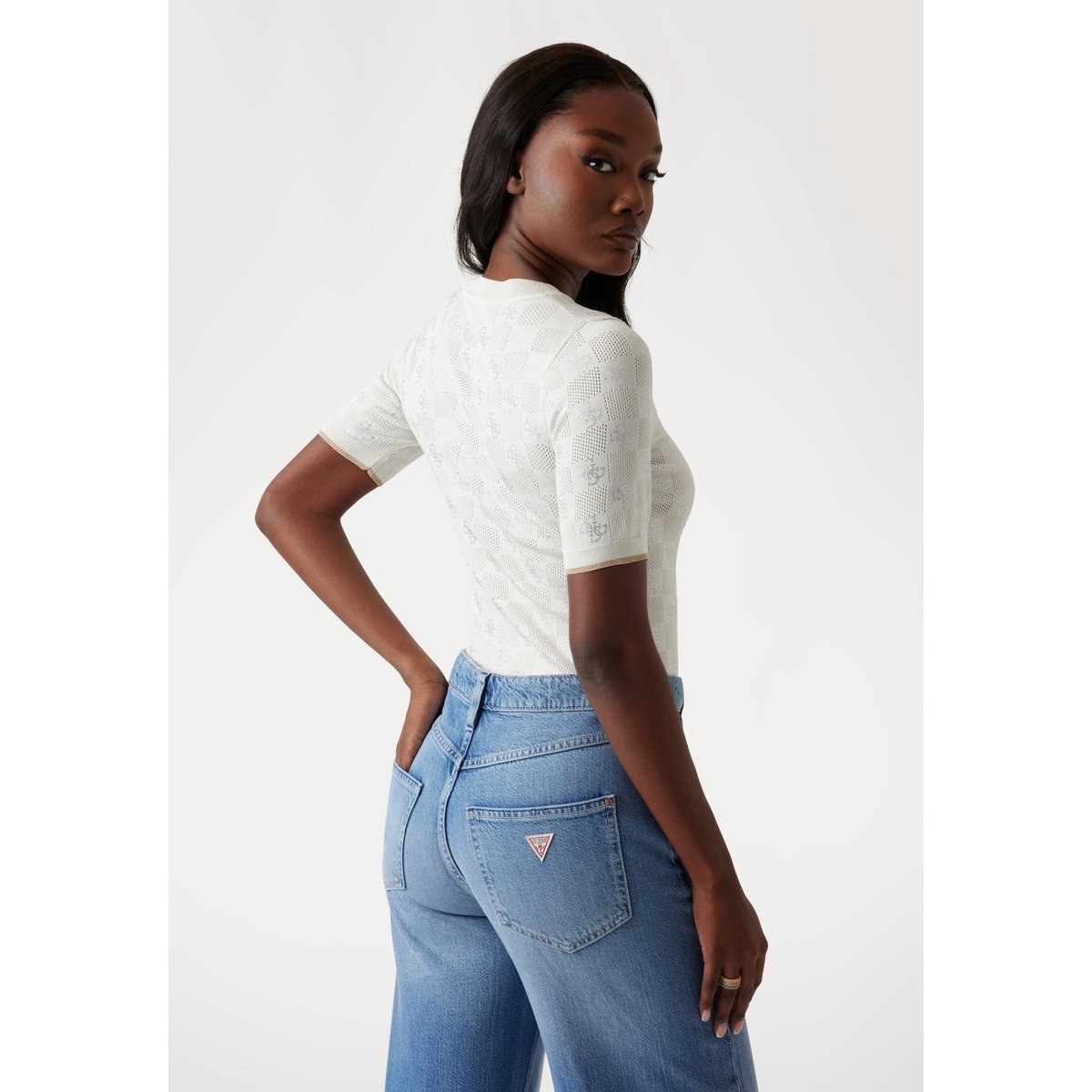 Pull Logo 4G blanc, GUESS