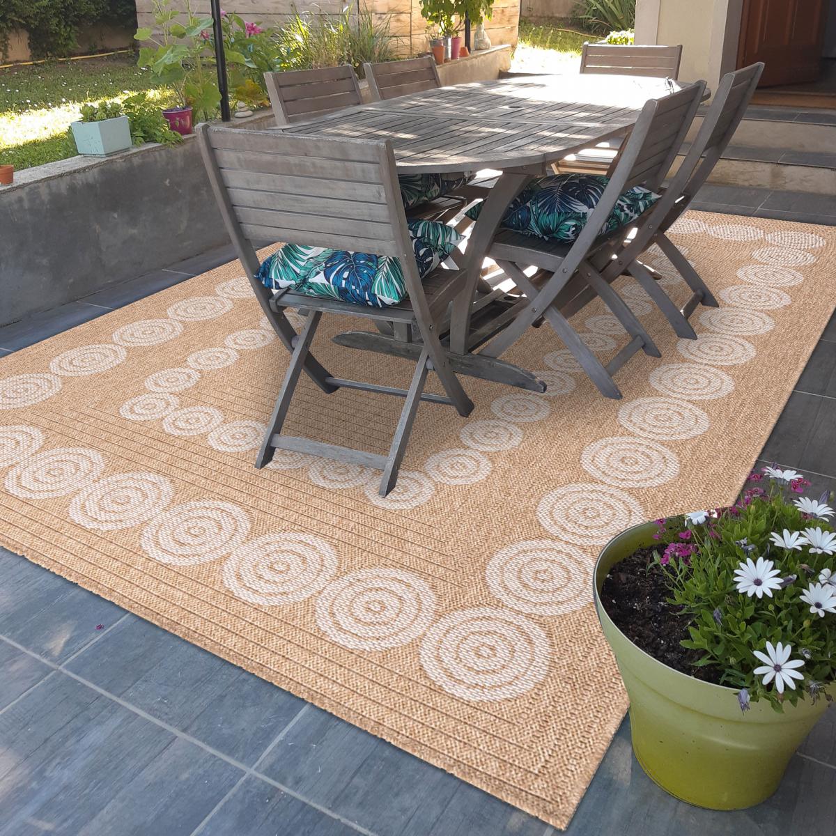 Tapis extérieur tissé kilim rectangle JUTE ART 8 beige, blanc, UN AMOUR DE TAPIS