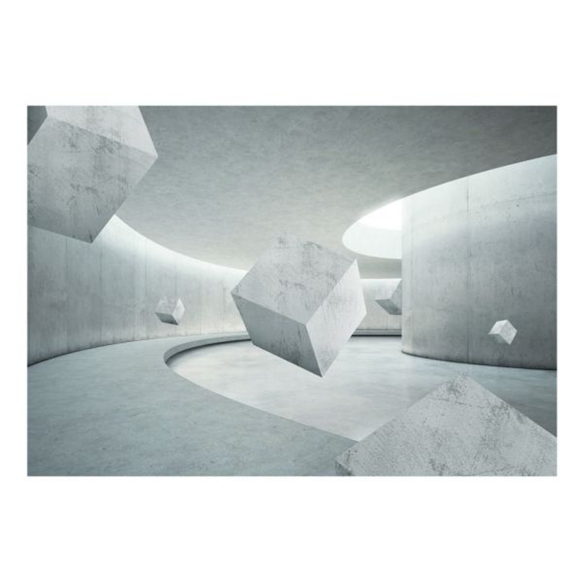 Papier peint intissé panoramique 3D et Perspective Geometry of the Cube gris / argent, EDEN