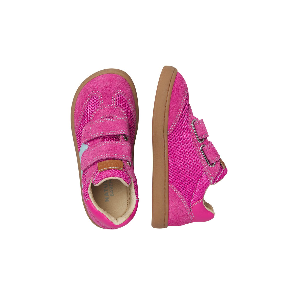 Sneakers pieds nus en cuir et tissu KEVIS 2 VL. fuchsia-, NATURINO