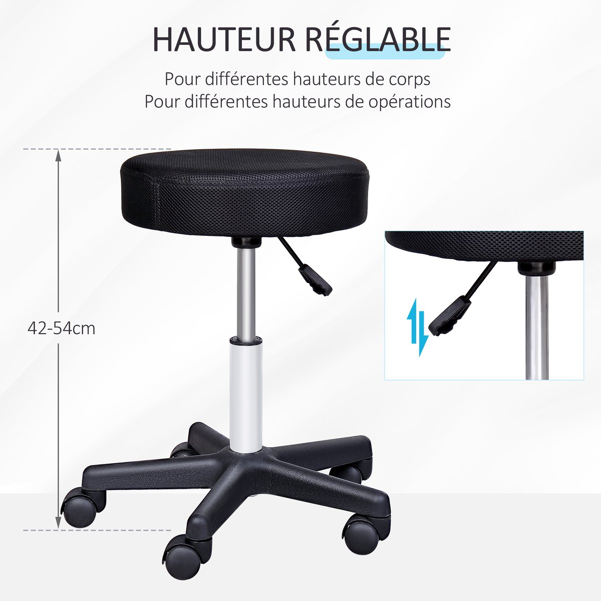 Tabouret de salon Bois Noir noir/rouge/blanc, HOMCOM